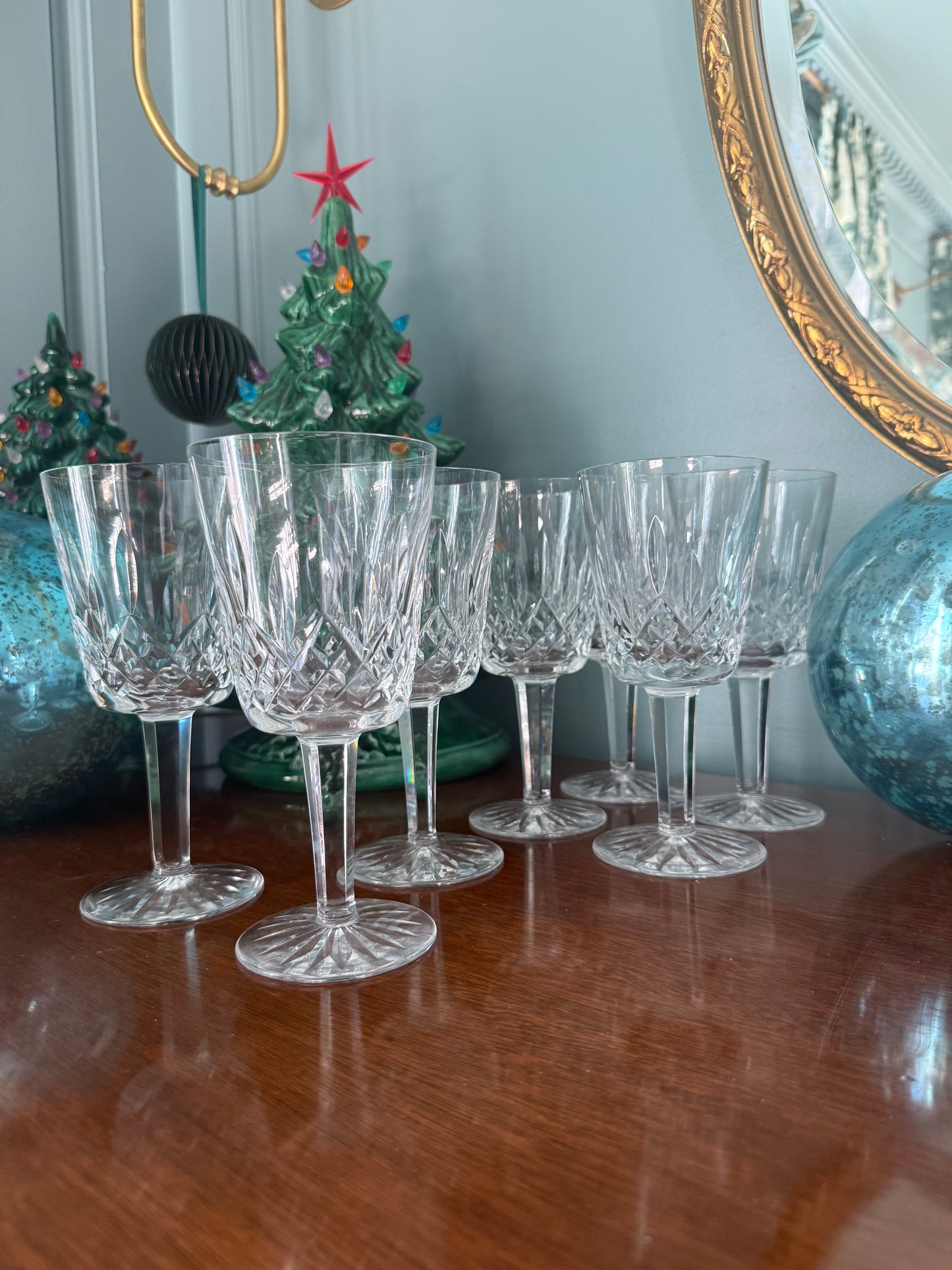 Set of 7 Waterford Lismore Crystal Wine Glasses, 8oz