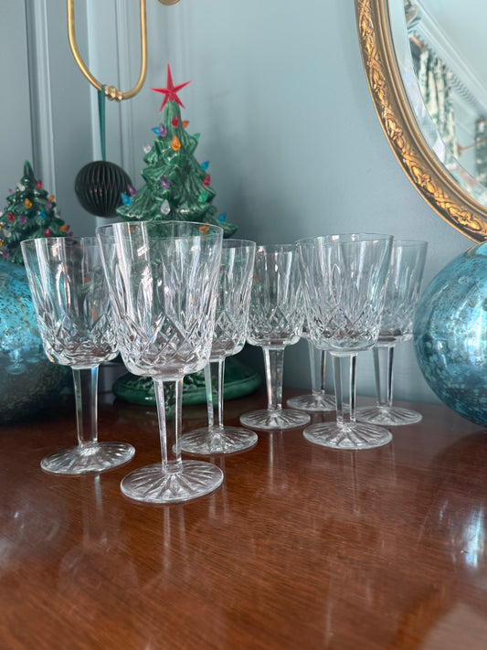 Set of 7 Waterford Lismore Crystal Wine Glasses, 8oz