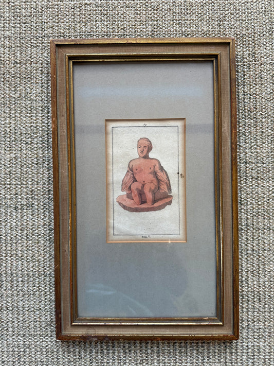 Antique Hand-Colored Engraving “Tom. V.” Figure