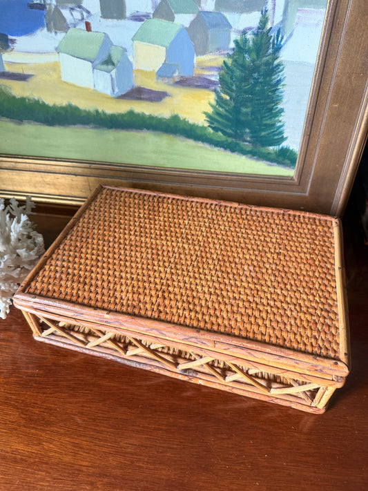 Vintage Bamboo and Rattan Rectangular Box