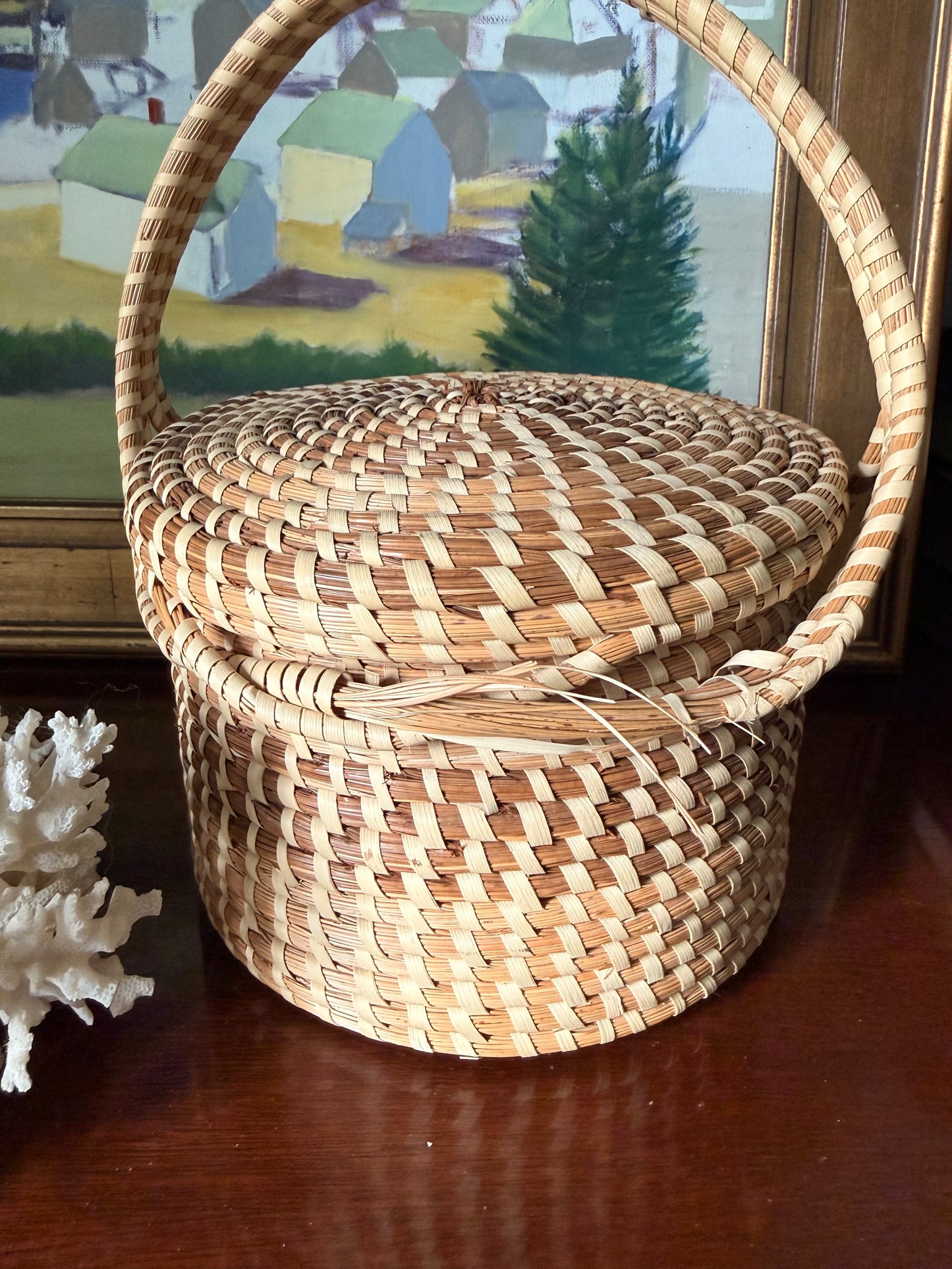 Sweetgrass and Pine Gullah Lidded Basket
