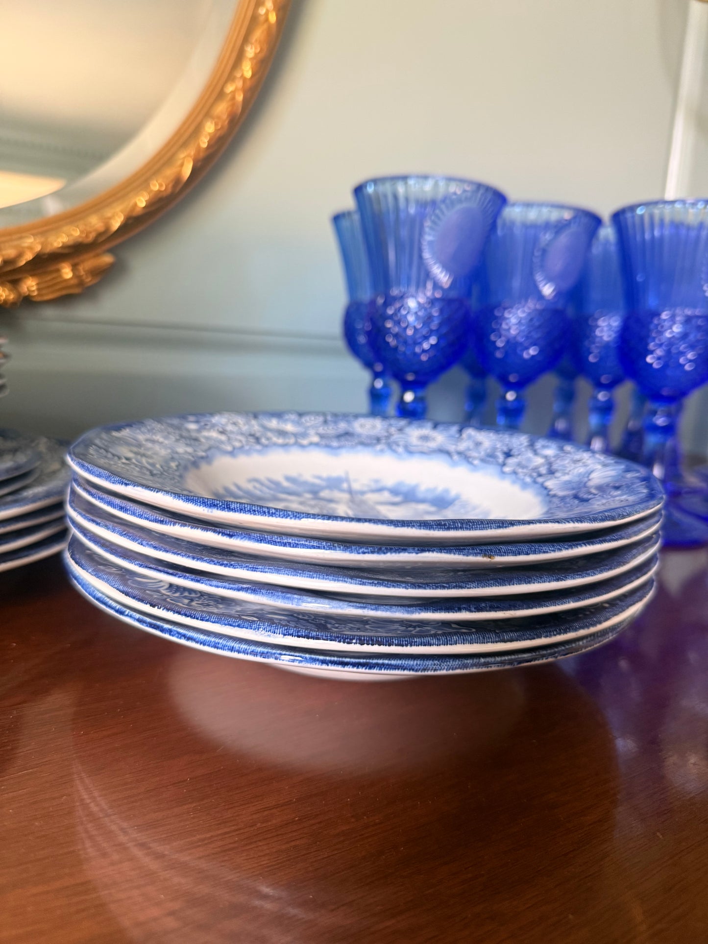 Liberty Blue Old North Church Rimmed Soup Bowls