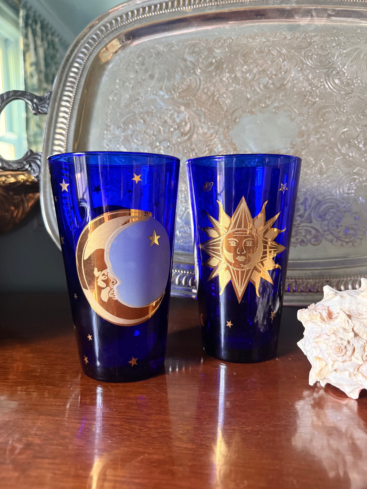 Pair of Culver Celestial Cobalt Tumblers