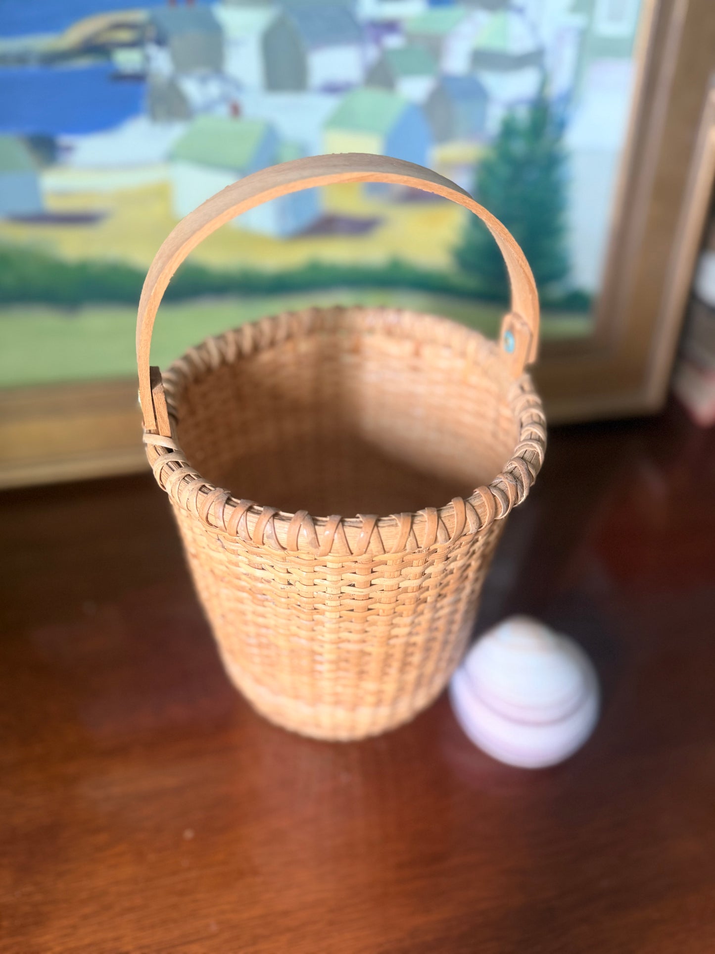 Nantucket Style Columnar Top Handle Basket