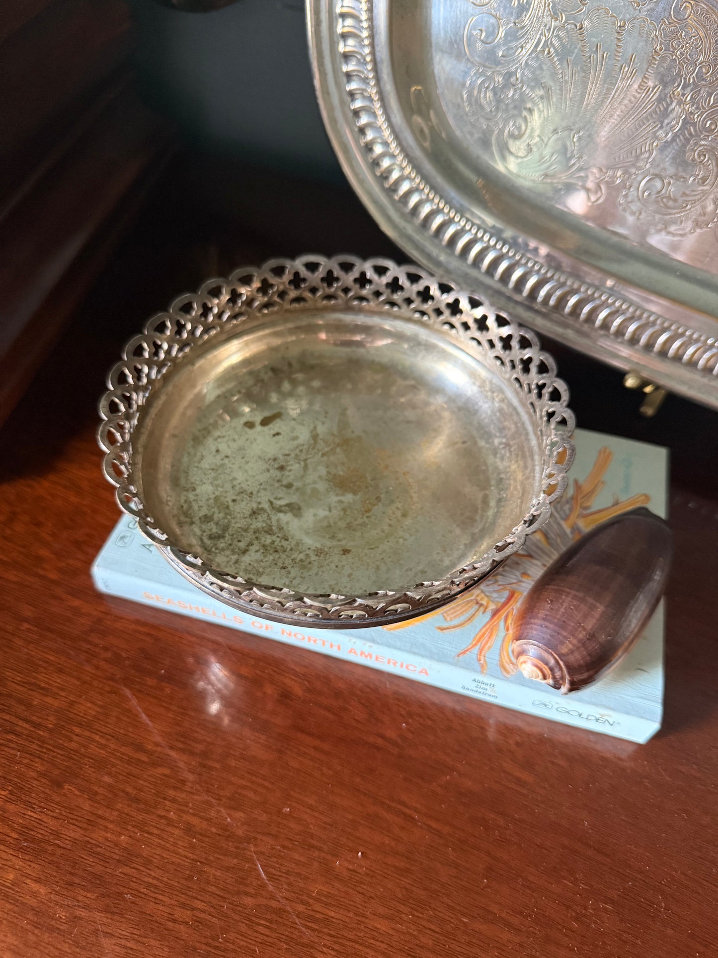 Reticulated Silverplate Wine Coaster with Feet