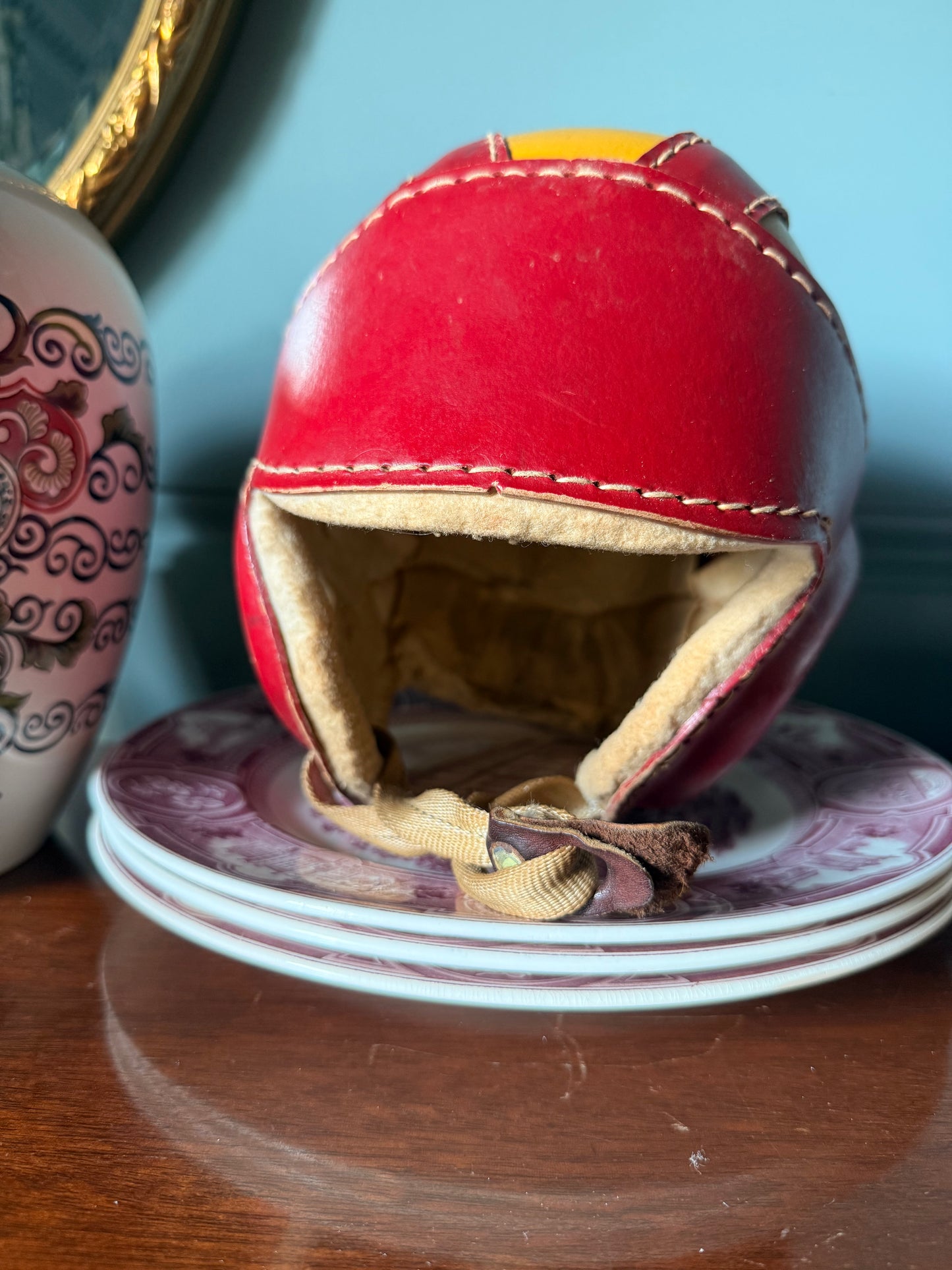Vintage Leather Football Helmet