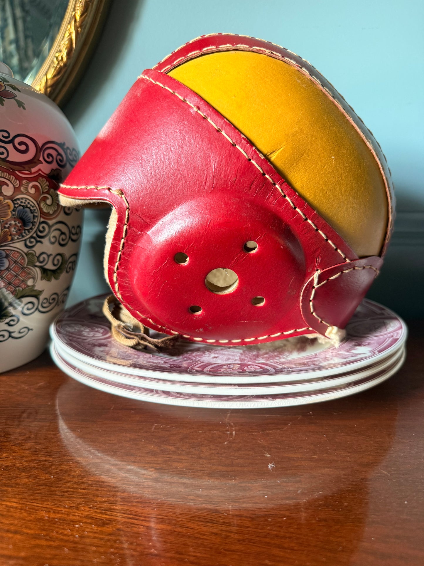 Vintage Leather Football Helmet