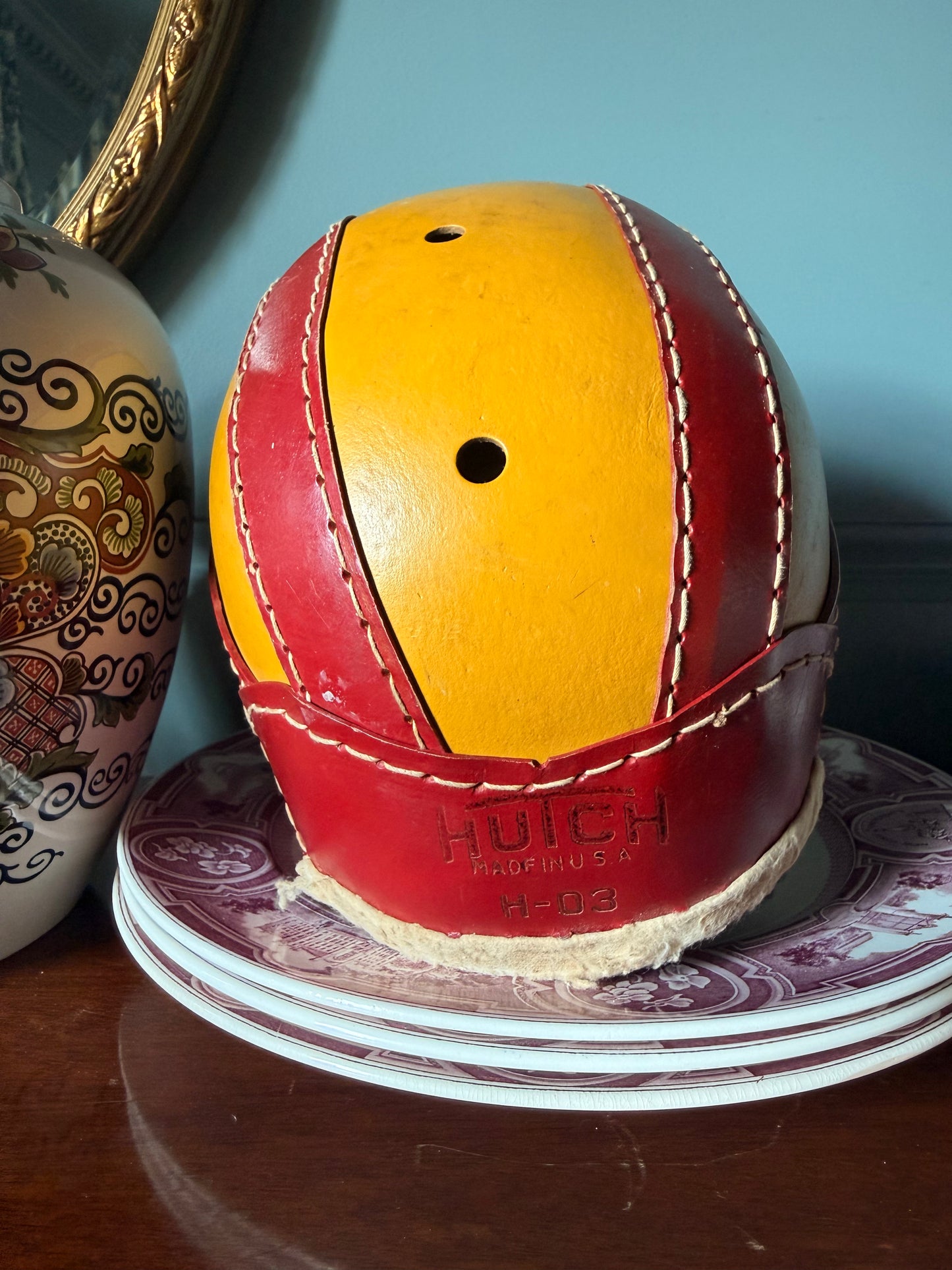 Vintage Leather Football Helmet