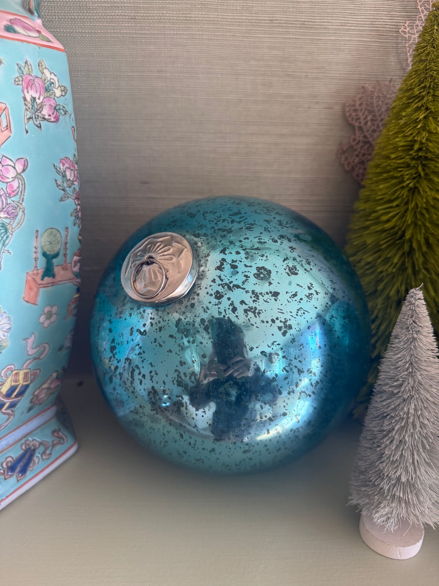 Vintage XL Blue Mercury Glass Baubles